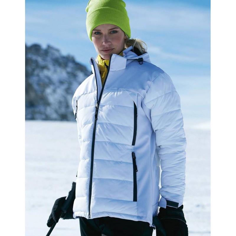 chaqueta térmica de invierno  para mujer con capucha desmontable y ajustable y repelente al agua y al viento